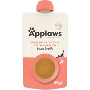 Applaws Cibo Umido per Gatti 100% Naturale - Topping di Brodo di Pesce con Salmone, in Bustine con Beccuccio da 85g