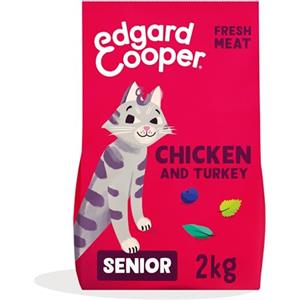 Edgard & Cooper Crocchette Gatti, per gatti anziani, (Pollo/Tacchino Fresco, 2kg), croccantini gatto sterilizzati o attivo, carne fresca e ingredienti naturali, senza cereali, senza zuccheri aggiunti