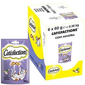 Catisfactions Snack per Gatto, Squisita Anatra, 6 Confezioni da 60 g