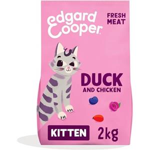 Edgard & Cooper Crocchette Gatti, per gattini, (Anatra/Pollo Fresco, 2kg), croccantini gatto sterilizzati o attivo, carne fresca e ingredienti naturali, senza cereali, senza zuccheri aggiunti