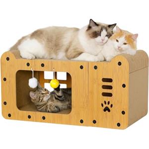 Gimars Tiragraffi Cartone 59,5 cm, Tiragraffi per Gatti Cartone XL, Tiragraffi Verticale per Gatti e Casa Tiragraffi Gatto in Cartone, Graffiatoio per Gatti per Graffiare, Nascondersi e Riposare