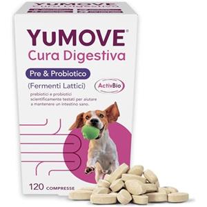 YuMOVE Fermenti Lattici Cane & Probiotici per Cani - 120 Compresse - 200 Mio CFU Enterococcus faecium per Compressa + ActivBio Prebiotici con Beta-Glucani - Probiotico Digestivo per Cani & Supporto