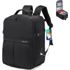 SPAHER 25L Bagaglio a Mano 40x30x20 Ryanair Zaino da Viaggio Aere, Nero