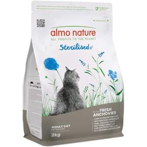 Almo Nature Sterilised - Crocchette Gatto Sterilizzato con Acciughe Fresche - A Basso Contenuto di Magnesio e con Fibre per il Controllo del Peso - Sacco da 2kg