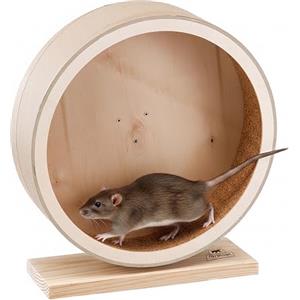 Ferplast Ruota Criceto, Accessorio Gabbia per Criceti, Topi Cincilla, Ruota Silenziosa con Antiscivolo, 12,8 x h 35,5 cm, ARCADE WHEEL diametro 32,5 cm, Ruota Gioco Legno per Criceti, Topi Cincillà