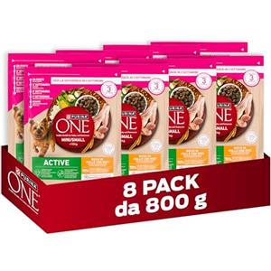 PURINA ONE Mini Small Active Crocchette per Cani Adulti con Pollo e Riso 8 Sacchi da 800g