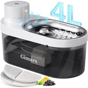 Gimars 4L Fontanella Per Gatti Senza Fili: 5000 mAh, Fontanella Gatto Con Sensore Di Movimento, Automatico Distributore Acqua Gatti E Cani, Fontanella Per Gatti A Batteria Ricaricabile, 2 Filtri