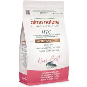 Almo Nature HFC Our Best - Highly Appetizing - Croccantini per Gatti Adulti Esigenti o Inappettenti - Salmone Fresco - Altamente Digeribile, Monoproteico, Human Grade, Senza Glutine - 1,2kg