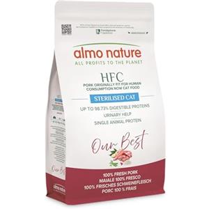 Almo Nature HFC Our Best - Sterilised - Croccantini per Gatti Adulti Sterilizzati o Poco Attivi - Maiale Fresco - Monoproteico, Urinary Help, Altamente Digeribili, Human Grade, Senza Glutine - 1,2kg
