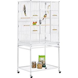 Yaheetech Gabbia Uccelli Piedistallo Staccabile 62 × 43 × 136 cm Bianca