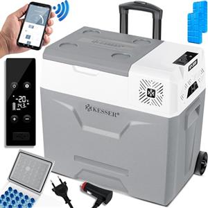 KESSER® Frigobar a compressore 50 litro Frigocongelatore elettrico con controllo tramite app Connessione USB 12/24 V 230 V + ruote telescopiche frigorifero raffreddamento fino a -20 °C per auto