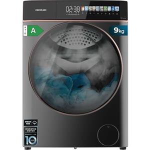 Cecotec Lavatrice 8Kg Carica Frontale Bolero DressCode 8900 Inverter FullColor Steel A. Acciaio 1400 Giri, Schermo 10,3", 11 Programmi, Inverter, SteamMax, Classe A