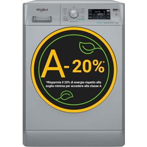 Whirlpool FFB 108 SILVER IT - Lavatrice 10 kg Libera Installazione, Carica Frontale, 1400 Giri/Min, Classe A-20%, Tecnologia 6° SENSO, Refresh Vapore, FreshCare+, Argento, 85 x 59,5 x 60,5 cm (AxLxP)