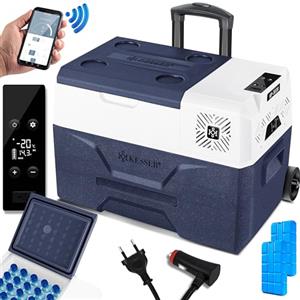 KESSER® Frigobar a compressore 30 litro Frigocongelatore elettrico con controllo tramite app Connessione USB 12/24 V 230 V + ruote telescopiche frigorifero raffreddamento fino a -20 °C per auto