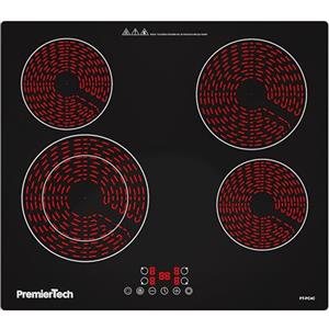 PremierTech Piano Cottura Incasso Vetroceramica Nero, 4 Zone 60cm, Display Led, Touch Control, Timer, Blocco Sicurezza, Regolazione Livelli, PT-PC4C