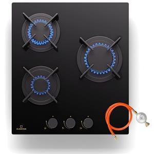 Klarstein Piano Cottura 3 Fuochi Gas, Piano Cottura a Gas Integrato 5200W, 3 Fuochi Incasso in Acciao Inox, 3 per Wok, a 3