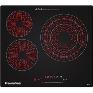 PremierTech Piano Cottura Incasso Vetroceramica Nero, 3 Zone 60cm, Display Led, Touch Control, Timer, Blocco Sicurezza, Regolazione Livelli, PC3C