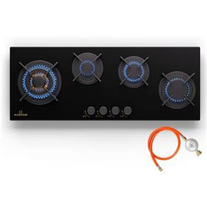 Klarstein Piano Cottura 4 Fuochi Gas, Piano Cottura a Gas Integrato 8600W, 4 Fuochi Incasso in Acciao Inox, 4 per Wok, a 4
