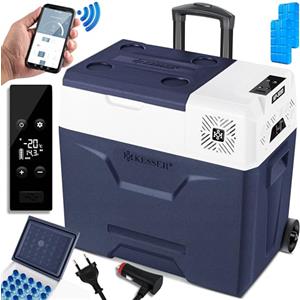 KESSER® Frigobar a compressore 50 litro Frigocongelatore elettrico con controllo tramite app Connessione USB 12/24 V 230 V + ruote telescopiche frigorifero raffreddamento fino a -20 °C per auto