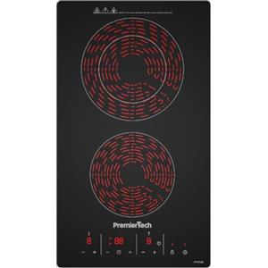 PremierTech Piano Cottura Incasso Vetroceramica Nero, 2 Zone 30cm, Display Led, Touch Control, Timer, Blocco Sicurezza, Regolazione Livelli, PT-PC2C
