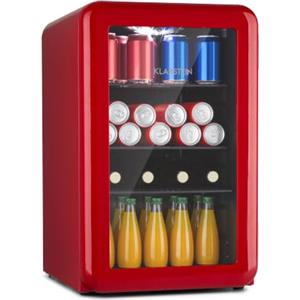 KLARSTEIN Frigorifero PopLife mini bar, frigorifero retrò, 0-10°C, solo 39 dB, 70 L, ecologico, porta a doppio vetro, design retrò, rosso