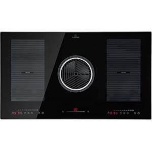 Klarstein 2 in 1 Piastra Induzione e Cappa Aspirante per Cucina a Isola, Cappa Cucina 654m³/h, Piano Cottura 4 Fuochi, Piano Cottura Induzione in Ceramica con Controllo Touch, Classe A