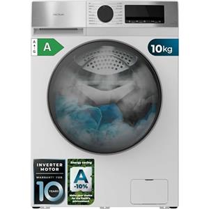 Cecotec Lavatrice Carico Frontale 10Kg Bolero DressCode 10450 Inverter, 1400 rpm, 16 Programmi, Classe A-10%, Motore Inverter Plus, Allergy Care, Pearl Drum, Silence, Stop&Go, Kid Lock, Bianca