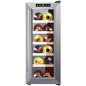 Cecotec Cantinetta Vino Bolero GrandSommelier 1270 CoolWood. 12 Bottiglie, Termoelettrica, Silenziosa 35dB, Temperatura 8-18ºC, Pannello Touch, LED Interno, Eco-Friendly, Design Elegante e Moderno