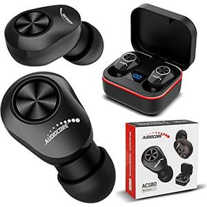Audiocore AC580 Cuffie Intrauricolari Bluetooth BT5.1 TWS Stazione di Ricarica con Display Microfono integrato Senza Fili