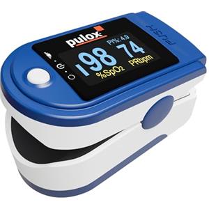 Pulox Pulsossimetro Pulox PO-200 Solo in blu - Misurazione della saturazione di ossigeno (SpO₂), della frequenza cardiaca (polso) e dell'indice di perfusione (PI)