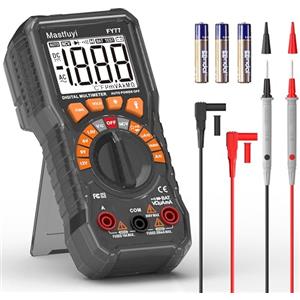 Mastfuyi Multimetro Digitale, Tester multiplo con NCV, Test di Gamma Automatico, Tester per Batterie, Conta il Vero RMS 2000, Corrente AC/DC, Tensione AC/DC, Continuità, Resistenza, Diodo