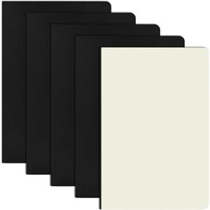 ZCZN-Quaderno Appunti, Taccuino a Bianco Formato A5, Confezione da 5 Pezzi-30 Fogli/60 Pagine, Utilizzato per Scrivere Note, Diario o Agenda, Nero