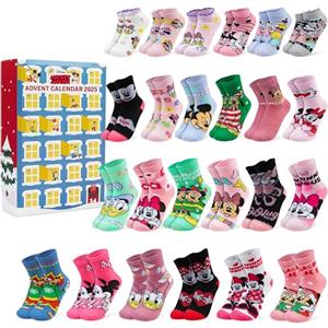 Get Trend Disney Minnie Mouse Calendario Avvento Calze 2025 con 24 Coppie Maglia Traspirante Calzini Bambina Adolescenti Donna, Regali per Lei (Multi Minnie)