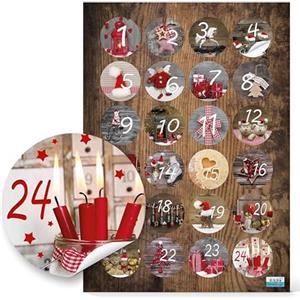 Logbuch-Verlag Adesivi numerati calendario avvento, set di 24: con motivi fotografici natalizi, sticker numeri 1-24, etichette tonde per sacchetti, scatole, progetti fai da te, natale, Ø 4 cm