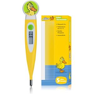 BRESSER DieMouse - Termometro digitale per bambini, punta flessibile, 10 s, tempo di misurazione, allarme febbrile, memoria impermeabile, certificato CE