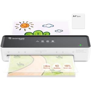 Bonsaii L421-A - Plastificatrice A4 per evitare morsetti e ondulazioni, adatta per ufficio e casa, 80-100 micron, con 5 fogli di pellicola di laminazione A4