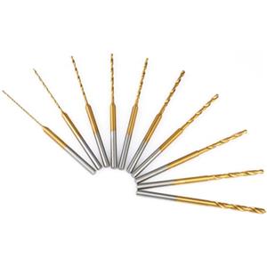 Ainiv Set di Mini Punta Elicoidale, 10Pz Mini Twist Drill Punte Trapano Elicoidali Precision 0.6mm-2.2mm, 2.35mm Diametro Gambo Titanio Rivestito Tiny Drill Bit, per Progetti Artigianali e DIY
