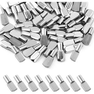CZ Store - Perni di Supporto per Mensole e Scaffali -✮GARANZIA A VITA✮- Tasselli Metallici 5mm Reggi Mensola - Pioli per Mensola, Scaffalatura, Libreria, Mobili - Confezione da 100 con Valigetta