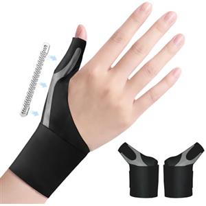 Goldeer 2Pcs Tutore Pollice Destro Sinistro Elastico mit Stecche,Tutore per Rizoartrosi per Sollievo per Dolore e Infortuni, Tenosinovite di De Quervain, Tendinite e Slogature (Nero, M)