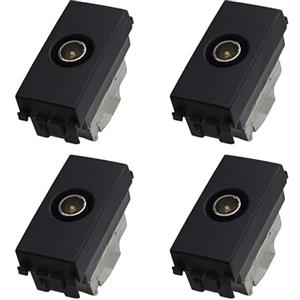 ZOREI 4 Pezzi Presa TV Passante Maschio, Compatibile Con Vimar Arke, Colore Nero
