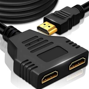 Retoo Splitter HDMI 1 in 2 Out, 1080p 60HZ, HDMI 1.4 Distributore per doppio monitor, solo duplicare, adattatore cavo HDMI, cavo HDMI convertitore, supporto FHD nero