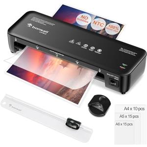 Bonsaii Plastificatrice A4 6 in 1 con 40 buste per plastificazione, inclusi tagliacarte e arrotondatore per angoli, protezione anti-inceppamento, plastificazione rapida di documenti e foto (L418-C)