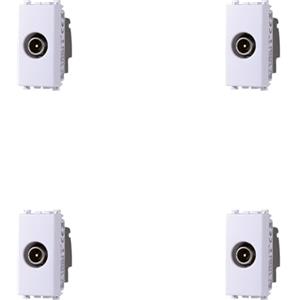 A2ZWORLD 4 Pezzi Presa TV Passante Maschio, Compatibile Con Vimar Arke, Colore Bianco