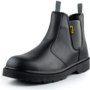 BLACK HAMMER Scarponi Antinfortunistici Slip On Scarpe Chelsea da Lavoro in Pelle Punta in Acciaio Calzature per Lavorare Leggere S3 SRC 1600 Nero (44 EU)