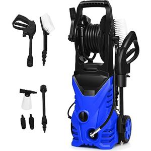 COSTWAY Idropulitrice con 2030 PSI, 5L / Min Idropulitrice Portatile con Ugello Lotus e Ugello ad Alta Pressione, Cavi e Tubi Più lunghi, Adatto per La pulizia di Giardini, Auto,Case(blu)