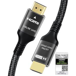 Adauxter Certificato 10K 8K Cavo HDMI 2.1 1M, 48Gbps Ultra Elevata Velocità HDMI® Cavi Ethernet CEC 4K 240Hz 200Hz 165Hz 144Hz 120Hz 8K 60Hz ARC eARC HDCP2.3 HDR10+ PC Laptop TV Monitor Proiettore PS5 X-box