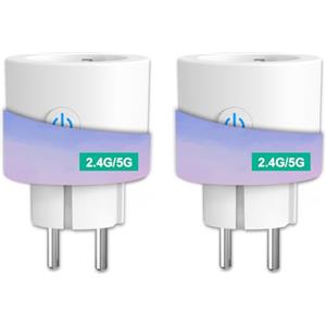ANTELA Presa Smart 5GHz Wifi, ANTELA Presa Intelligente (Type F), Smart Plug con Monitoraggio Energia, Controllo Remoto, Compatibile con Alexa/Google Home, 16A 3680W, 2Pz