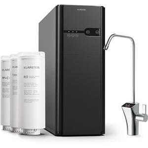 Klarstein Filtraggio Acqua per Casa, Sistema di Filtraggio Acqua 600GPD, Filtro Osmosi Inversa Acqua Potabile, Filtrazione a 5 Stadi, 3 Filtri, 99.99% di Purità, Montaggio Veloce, Sistema Osmosi