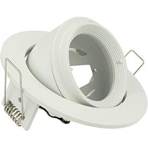 LEDLUX Porta Faretto Led GU10 MR16 Da Incasso Orientabile 90 Gradi Rotondo Con Ghiera Foro 90mm Con Illuminazione Asimmetrica (Bianco)