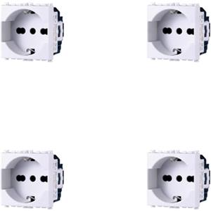 A2ZWORLD 4 Pezzi Presa Schuko 2P+T 16A, Compatibile Con Vimar Arke, Colore Bianco